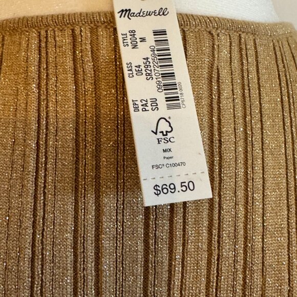 madewell | gold glitter metallic ribbed high neck tank top - Picture 6 of 6